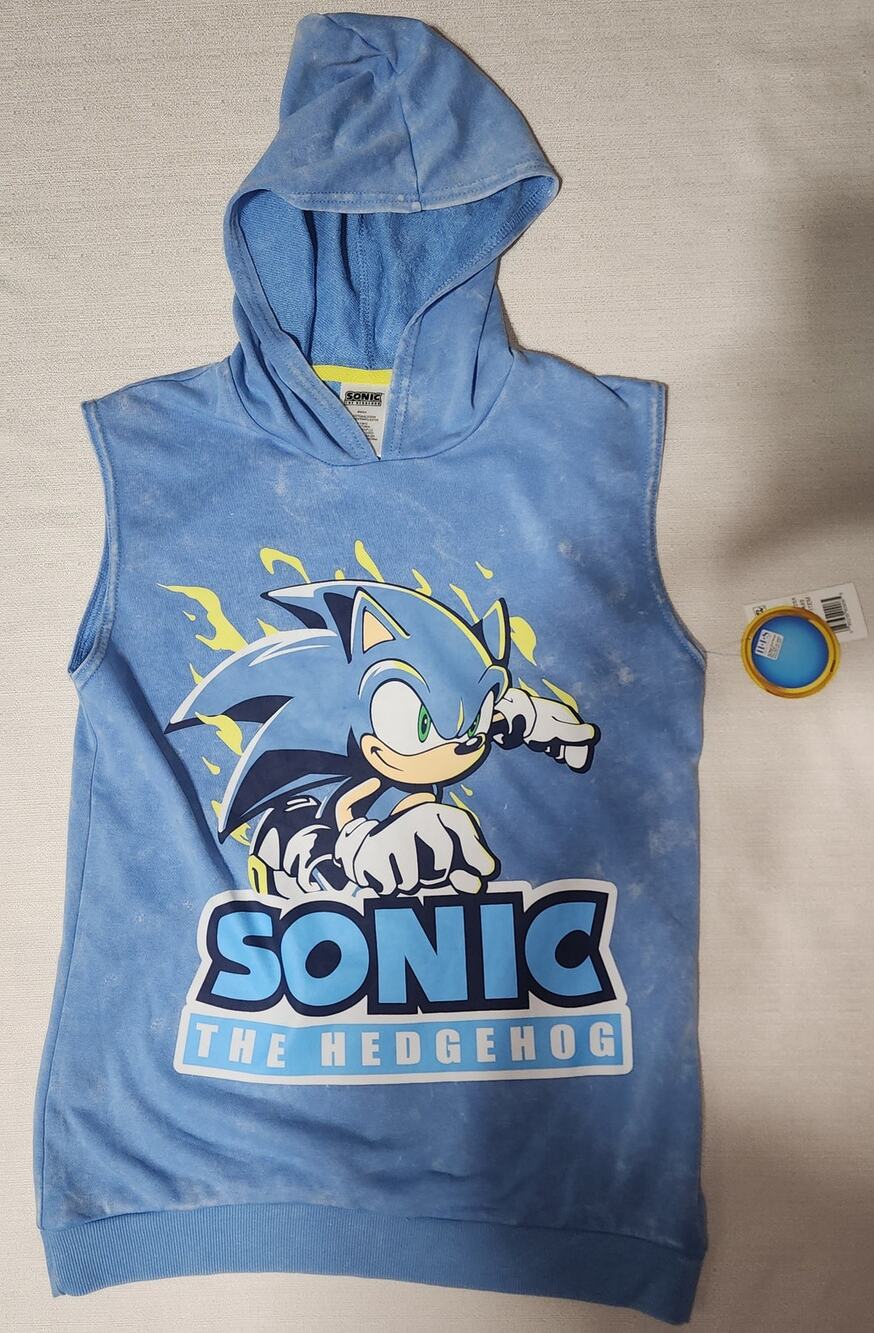 Sonic the Hedgehog kids sleeveless hoodie kids large